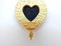 Leslie Block Goldtone Black Heart & Clear Rhinestones Granulated Dome Drop Post Earrings 13.8g image number 4