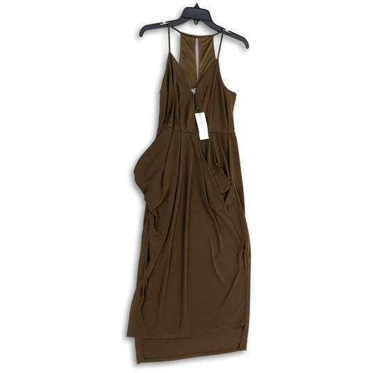 NWT Womens Brown Sleeveless V-Neck Back Keyhole Midi Sheath Dress Size S image number 1