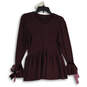 Womens Purple Tight-Knit Crew Neck Peplum Pullover Sweater Size 14/16 image number 1