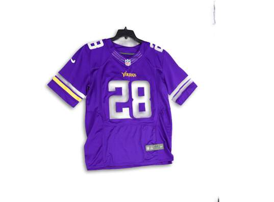 Mens Purple Yellow Minnesota Vikings Adrian Peterson #28 NFL Jersey Size 44 image number 1