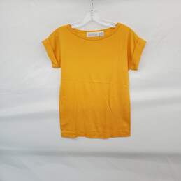 Loo & Boo Vintage Yellow Cotton Blend Fold Sleeve Top WM Size S