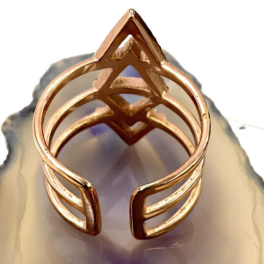 Designer Stella & Dot Rose Gold-Tone Rhinestone Adjustable Triangle Ring image number 4