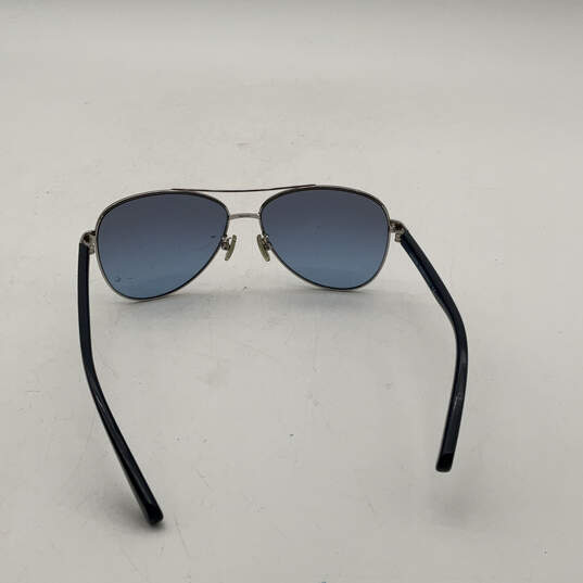 Mens Blue Silver Metal Full Rim Blue Lens Aviator Sunglasses With Case image number 5