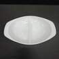 Vintage Pyrex 1083 Simply White 1.5qt Divided Oval Casserole Vegetable Serving Dish image number 2
