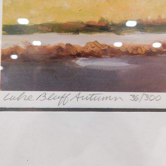 Artist H. Baldwin Signed Numbered 'Lake Bluff Autumn' Lithograph Art Print image number 2