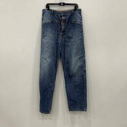 Marithe + Francois Girbaud Mens Blue Denim Medium Wash Straight Leg Jeans Sz 34M