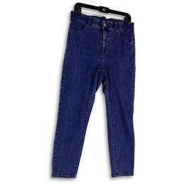 Womens Blue Medium Wash Pockets Regular Fit Denim Tapered Jeans Size 12