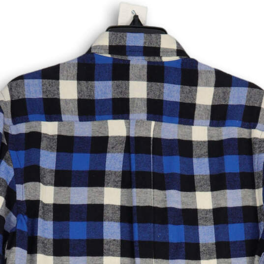 NWT Mens Blue Plaid Spread Collar Long Sleeve Button-Up Shirt Size Small image number 4