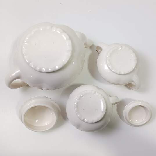 Unbranded Blue Rose White Ceramic Tea Service Set image number 3