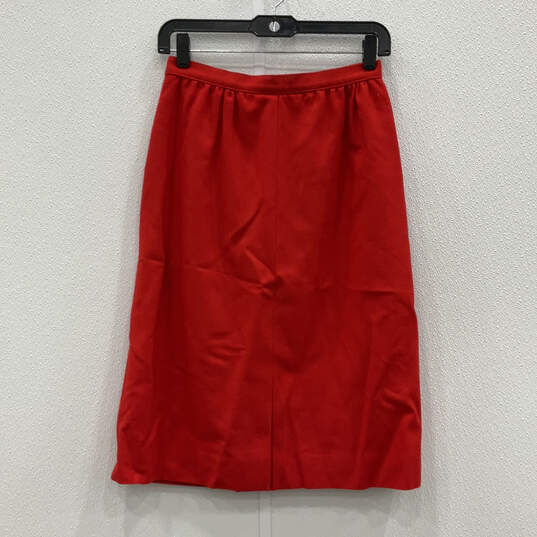 Womens Red Back Slit Side Button Fashionable A-Line Skirt Size 10 image number 2