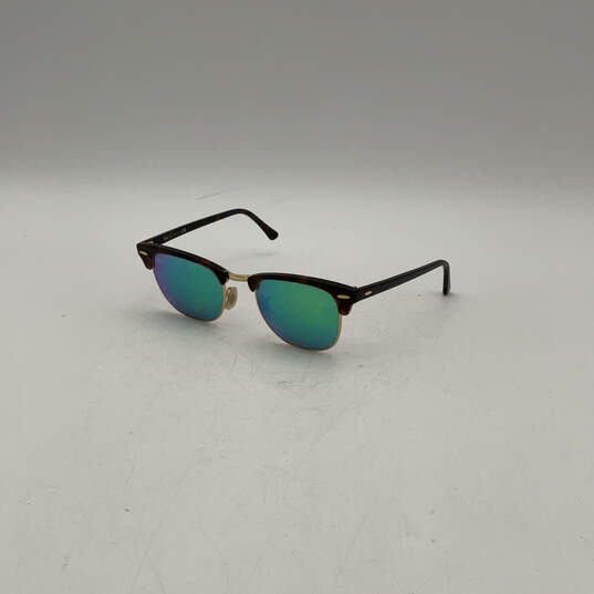 Mens 51021 Brown Blue Half Frame UV Protection Clubmaster Sunglasses image number 3