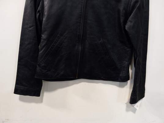 Evan Davies Leather Bomber Jacket Size 4 image number 4