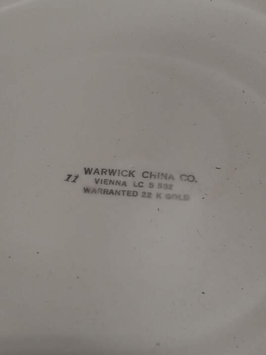 Set of 6 Vintage Warwick Ivory Floral Bread Plates & Serving Platter image number 4