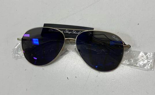 Quay Australia 148 Still Standing Sunglasses Polarized Lens Gold Blue One Size image number 2