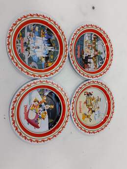 Disneyland Resorts 2007 Set of 4 Tin Holiday Plates Christmas Table Decor alternative image