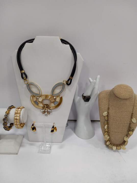 Bundle of Assorted Black, Silver, And Gold Toned Fashion Jewelry image number 1