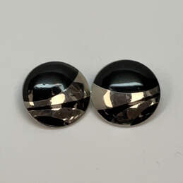 Designer Laurel Burch Gold-Tone Black Round Push Back Stud Earrings alternative image