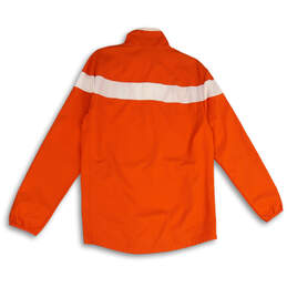 Mens Orange Long Sleeve 1/4 Zip Mock Neck Pullover Windbreaker Jacket Sz S alternative image