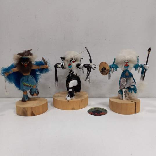 Bundle of 3 The Kachina Story Wooden Native American Dolls image number 1
