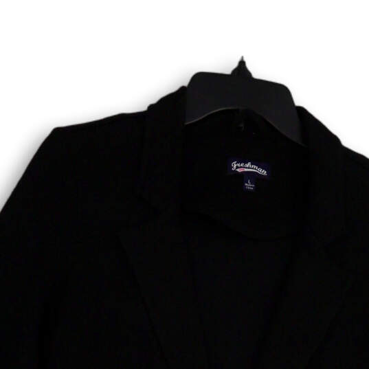 Womens Black Long Sleeve Notch Lapel Single Breasted One Button Blazer Sz L image number 3