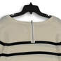 NWT Womens Black White Striped Round Neck Long Sleeve Pullover Sweater Sz L image number 4