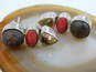 Artisan 925 Citrine Coral & Wood Cabochons Drop Post Earrings 9.2g image number 3