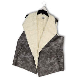 Womens Silver Grey Suede Sleeveless Front Pockets Open Front Vest Size 1X