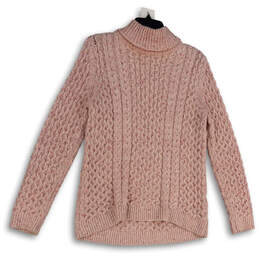 Womens Pink Turtle Neck Long Sleeve Knitted Stretch Pullover Sweater Size M