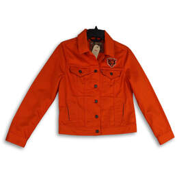 NWT Womens Orange Chicago Bears Long Sleeve Button Front Jacket Size M
