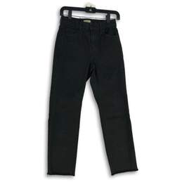 Womens Black Denim Dark Wash 5-Pocket Design Straight Leg Jeans Size 25