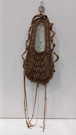 Wicker, Wood, Fur, & Beaded Wall Hanging Basket alternative image