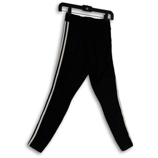 Womens Black Side Stripe Elastic Waist Skinny Leg Ankle Leggings Size XS image number 2
