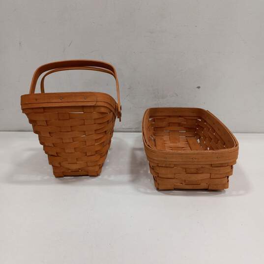 Set of 2 Brown Longaberger Hand Woven Basket image number 3