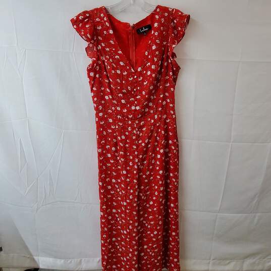 Lulus Red w White Floral Print Jumpsuit Size M image number 1
