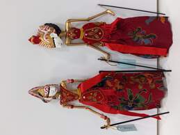 Pair of Indonesian Style Wooden Hand Puppets