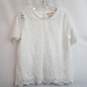 Women's white embroidered short sleeve loose fitting blouse S image number 1