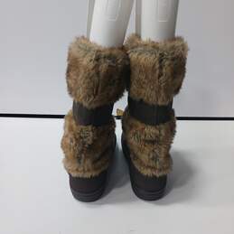 Crocs Brown Tall Boots With Faux Fur Size W9 alternative image