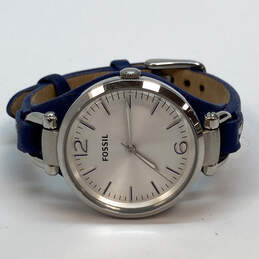 Designer Fossil Georgia ES-3318 Silver-Tone Leather Strap Analog Wristwatch alternative image
