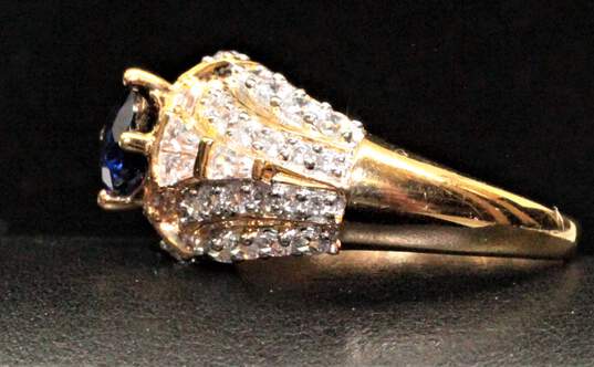 Sterling Silver Sapphire & Cubic Zirconia Ring (SZ 8.75) - 5.3g image number 3