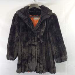 Jordache Women Black Faux Fur Coat Sz 15/16