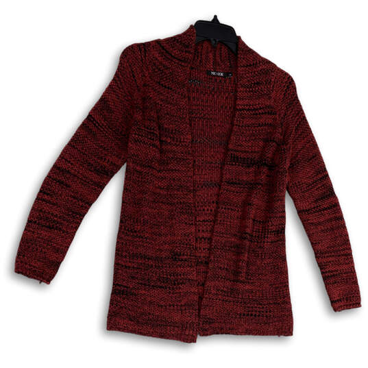 Womens Red Black Long Sleeve Knitted Open front Cardigan Sweater Size S image number 1