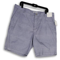 NWT Mens Gray Plaid Slash Pockets Flat Front Chino Shorts Size 38