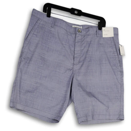 NWT Mens Gray Plaid Slash Pockets Flat Front Chino Shorts Size 38 image number 1