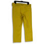 Womens Yellow Denim Regular Fit Dark Wash Pockets Cropped Jeans Size 33 image number 2