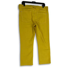 Womens Yellow Denim Regular Fit Dark Wash Pockets Cropped Jeans Size 33 alternative image