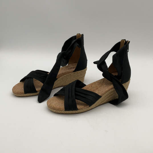 NIB Womens Traci 1092441 Black Brown Wedge Heel Espadrille Sandals Size 6 image number 2