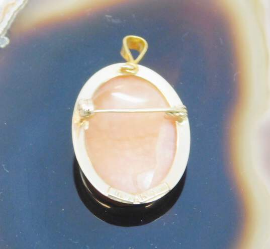 Romantic 14K Yellow Gold Cameo Pendant Brooch 3.0g image number 2
