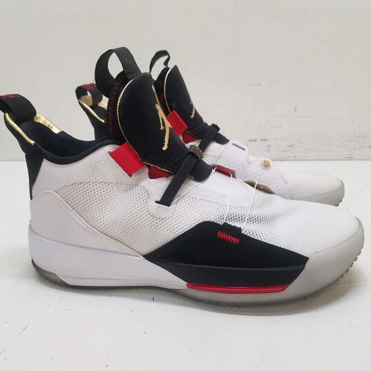 Nike Air Jordan XXXIII Future of Flight White, Black, Red Sneakers AQ8830-100 Size 12 image number 1