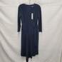 NWT Sam Edelman Belted Asymmetrical Hem Navy Blue Knit Maxi Dress Size 8 image number 1