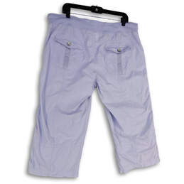 Womens Blue Flat Front Elastic Waist Stretch Pocktes Capri Pants Size XL alternative image